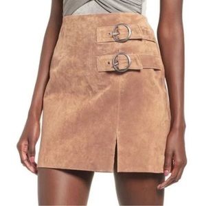 [BLANKNYC] x Free People Suede Double Buckle Skirt